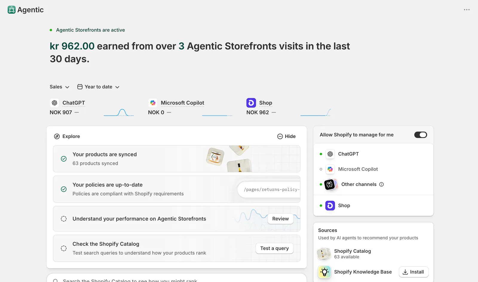 Shopify Agentic Salgskanal