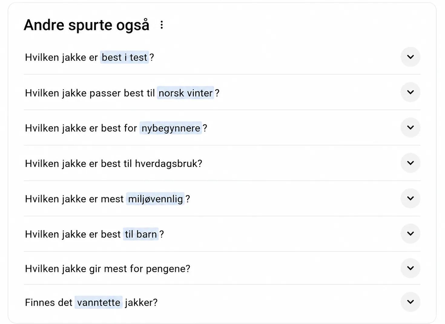 Google Søk Andre spurte også om